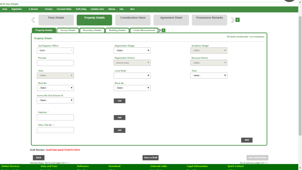 Adding property detail: Housing Board