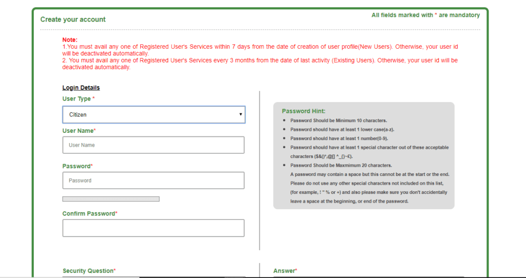 Registering user Property Registration